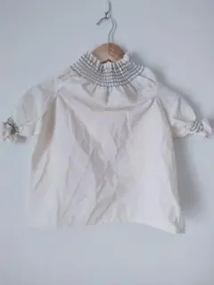 キッズ服 120cm ブラウス 半袖 トップス 半袖シャツ オフホワイト