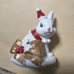 クリスマス うさぎ 置物 サンタ帽子