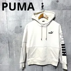 PUMA プーマ レディース フリース切替プルオーバーパーカー S ホワイト