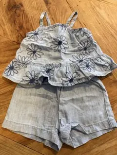 花柄刺繍タンクトップ・ショートパンツセット