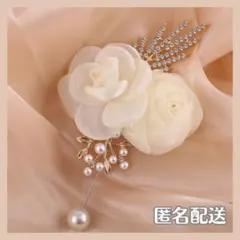 ●ブローチ コサージュ シフォン バラ フラワー パール 卒園 卒業式 入園 入