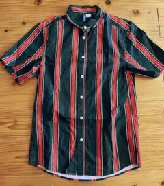 H&M DIVIDED ストライプ 半袖シャツ ネイビー×赤 EUR XS