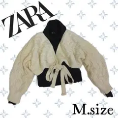 i53〚ZARA〛ケーブル編みカーディガン トレーナーアンサンブル M寸