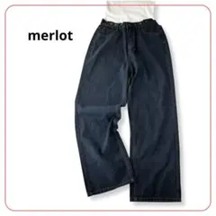 メルロー デニム ジーンズ ジーパン ワイドパンツ インディゴ F レディースのサムネイル