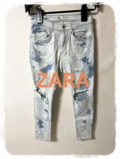 ☘️P1☘ZARA クラッシュ ストレッチ スキニーデニム 38