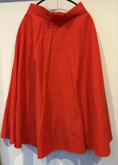 UNIQLO オレンジ フレアスカート 後ろファスナー M ひざ下丈