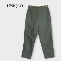 ユニクロ UNIQLO リネンコットンテーパードパンツ M グリーンのサムネイル