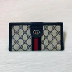 本日限定値下げ　GUCCI グッチ　長財布　小銭入れ　PVC レザー　GG 紺