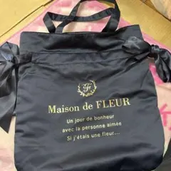メゾンドフルール ダブルリボントートバッグ ネイビー MaisondeFLEUR