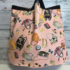 エコバッグ★コンビニバッグ★ハンドメイド★折りたたみバッグ★ポップ柄