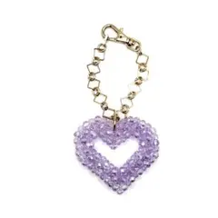 ラベンダーハート ビーズアクセサリー チャーム