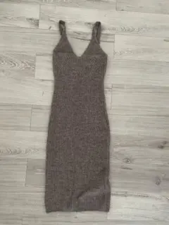 ブラウンリブ編みノースリーブワンピース　H&M S ニットワンピース