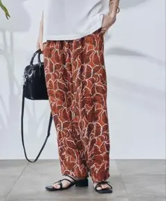 coen《コーエン》リーフプリントイージーワイドパンツ◆ BRICK ◆Ｌ