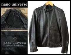 美品 ナノユニバース 羊革 ラムレザー 無地 シングル ライダース ジャケット