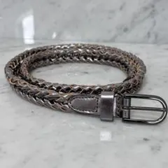 90s vintage Silver シルバー 銀 ベルト 本革 メッシュベルト