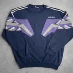 90s adidas 切替スウェット ネイビー×パープル