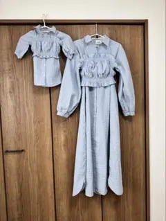 【美品】プティマイン シャツワンピース 親子コーデ2着セット80・フリーサイズ