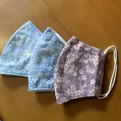ハンドメイド 花柄マスク 3枚セット