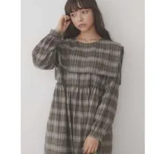 最終値下げ merry jenny 長袖 グリーン系チェック ワンピース