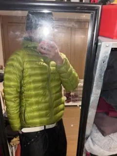 フード付きパフジャケット グリーン　短丈　オールドユニクロ