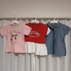 無印良品他 女の子トップス３枚セット 9095100 春夏Tシャツ半袖カットソー