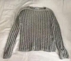 【GU】メッシュセーター グレー 長袖ニットセーター