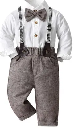 【80】ベビー フォーマル 男の子 セットアップ 蝶ネクタイ サスペンダー結婚式