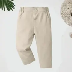 ベージュ 長ズボン 130cm ゴム入り　スラックス　オフホワイト