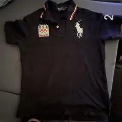 ラルフローレン ポロシャツ ビッグポニー ブラック アメリカ国旗 M