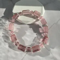 No.63 ピンク ガラスビーズ ブレスレット