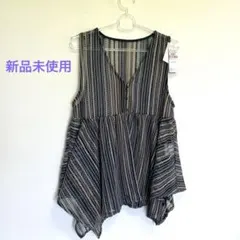 新品 Linoluce レース グリーン ストライプ ジレ Lサイズのサムネイル