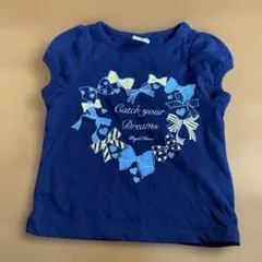 Pupil House リボン柄 Tシャツ 90サイズ 紺色 半袖 ベビー 夏服
