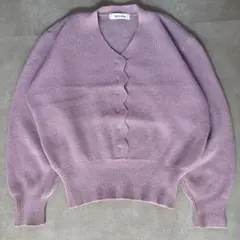 サンジョア ニット M ラベンダー ピンク ウール Vネック レトロ