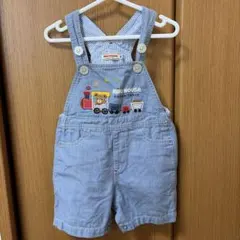 【美品】ミキハウス MIKI HOUSE オーバーオール 列車刺繍