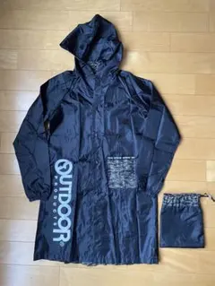 OUTDOOR PRODUCTS レインコート 黒　迷彩　収納袋　ランドセル対応のサムネイル