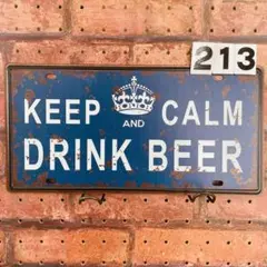 ビールを飲みましょう beer 《213》ブリキ 看板 レトロ風 ☻