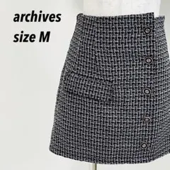 美品★archives アルシーヴ ツイード調インナーパンツ付 ミニスカート 黒