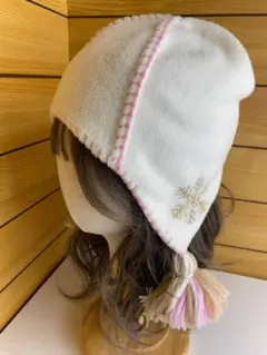 ギャップ　キッズ　ポンポン　54-56cm ホワイト　ピンク　帽子