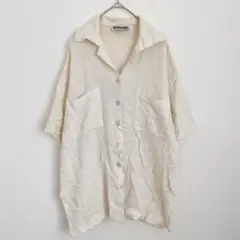 【希少/ユーロ古着】octopus コットン メッシュシャツ 生成り 40サイズ