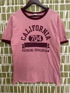 【美品】チャンピオン リンガーTシャツ カリフォルニア 704 ピンク XL相当