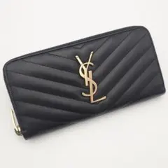 サンローラン モノグラム カサンドラ Vステッチ ラウンドファスナー 長財布