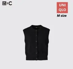 【即購入可】UNIQLO:C カシミヤ100%ベスト黒Mサイズ