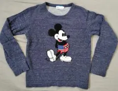 ミッキーマウス刺繍 ネイビートレーナー　130