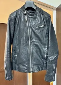 ブラックレザーライダースジャケット本革