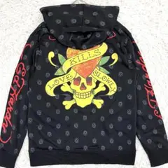 Ed Hardy スカル バラ パーカー 00´s Ed Hardy スカル ドクロ バラ ジップパーカー y2k 平成 【公式通販】