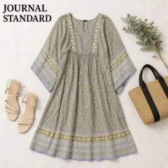 【美品】JOURNAL STANDARD 花柄 半袖ワンピース　ブルー　イエローのサムネイル
