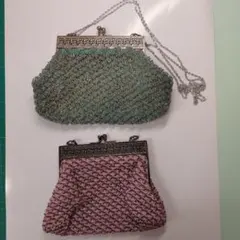 昭和レトロ　ビーズバッグ　ハンドメイド　２種類