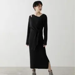 AZUL by moussy アシンメトリー肩出しニットワンピースM