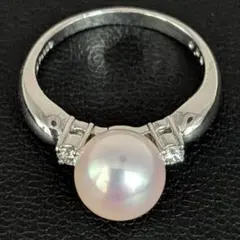 【テリ◎】TASAKI Pt900 約8.1mm アコヤパール ダイヤ リングのサムネイル