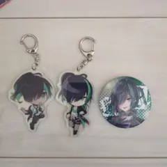 アニメキャラクター キーホルダーと缶バッジ 3点セット